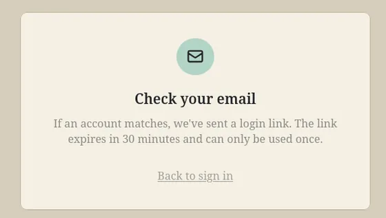 The Check your email confirmation page